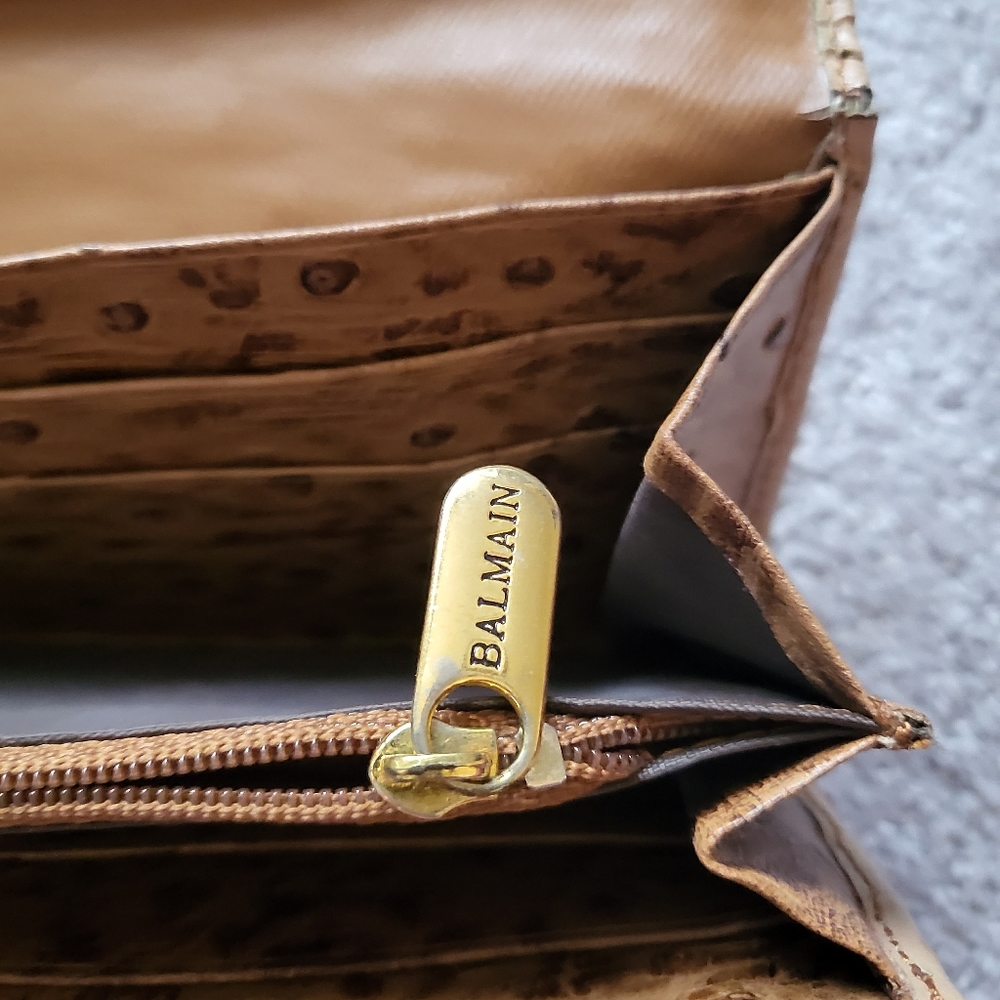 Vintage Pierre Balmain Ostrich Leather Brown Wallet - Picture 10 of 11